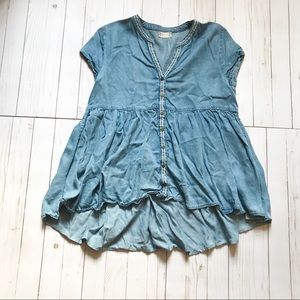 Altar’d State Flowy Chambray Button-Down Blouse